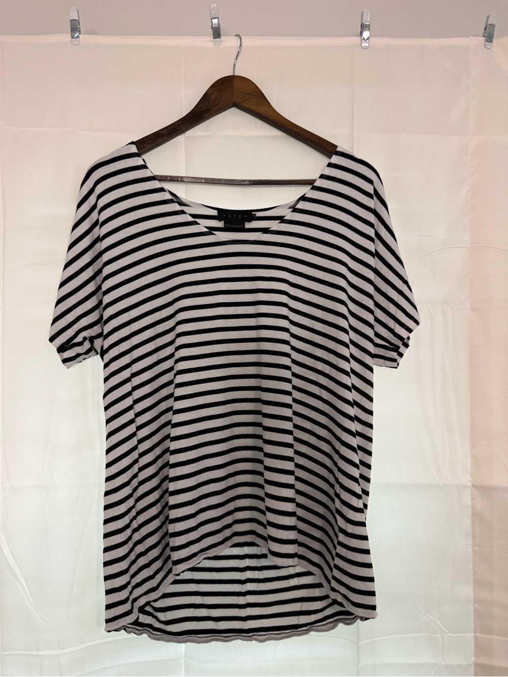 Hatch Black and White Striped Short Sleeve Tee